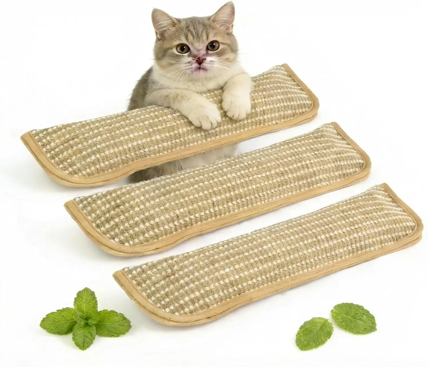 Catnip Chew Toy, Set of 3 Catnip Pillow Toys, Soft Sisal Material, Filled with Organic Catnip, Interactive Indoor Scratching and Chewing, Relief Promotes Healthy Playtime for Cats