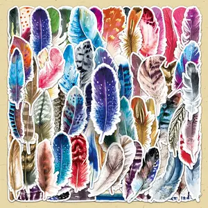 Feather Pattern Sticker, 128pcs/set Colorful Creative DIY Decorative Sticker, Scrapbooking & Stamping Supplies for Home School Office