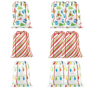 18" x 25" Jumbo Christmas Nonwoven Drawstring Bags - 6 Pc.