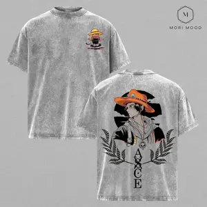 Portgas D. Ace Vintage Washed T-Shirt, Fire Fist Pirate Graphic Tee, One Piecee Legendary Brother Design, Flame Aura Anime Shirt, Dark Era Streetwear Style, Oversize Retro Cotton Tee, Iconic Ace Aesthetic Top