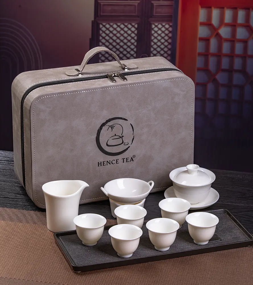 Hence Tea - Gaiwan Set, Hence No. 2 - Glazed Porcelain to Achieve a Modern Feeling - Gaiwan 5 fl oz - Gong Dao Bei 5 fl oz - Teacup 1.7 fl oz - a Charming Companion for your Tea Ceremonies