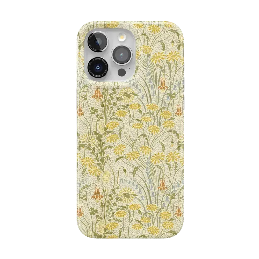 Casely Smartphone Protector Case for iPhone 15 Pro Max, Boho Blooms Golden Floral Design, MagSafe-Compatible, Classic Ultra-Thin Handheld Devices Accessory