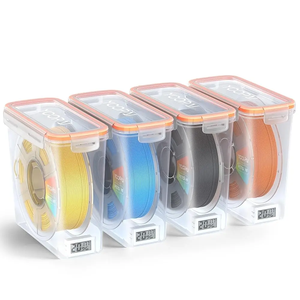 YOOPAI Pro Series 3D Filament Seal Box - Airtight Silicone 1KG Single Spool Organiser, Stackable Lid, Desiccant Moisture Guard, Optional Digital Readout Includes Cell for 1.75mm PLA ABS PETG TPU Filaments (3D Print Users)