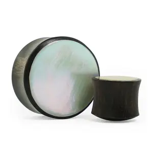 Areng Wood Plugs with Mother of Pearl Inlay