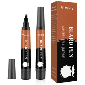 Black Beard Pencil Filler for Men - 2 count Beard Pen, 4-fork Tip Beard Styling Pen - Beard, Moustache & Eyebrows, Long Lasting Coverage  Finish,  Beard Pencil Kit for Father Male