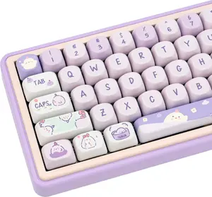 Jimi Cute Bird MOA Keycap Set Pink Key Caps Custom PBT Keycaps with Sublimation Printing for Mechanical Keyboards 132 Keys Pastel Color Thickened Wall