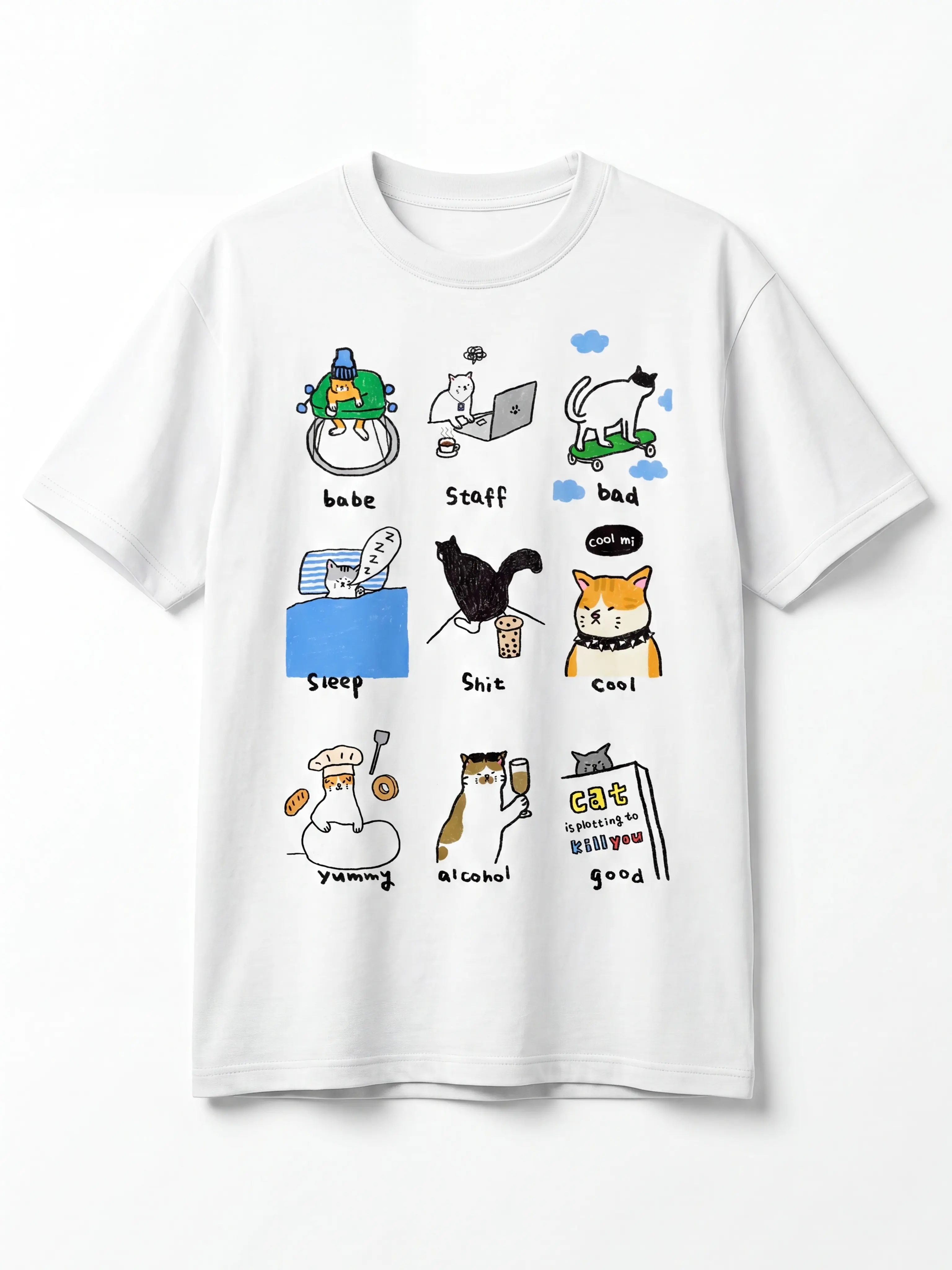 Character Cat-Print Cotton T-Shirt