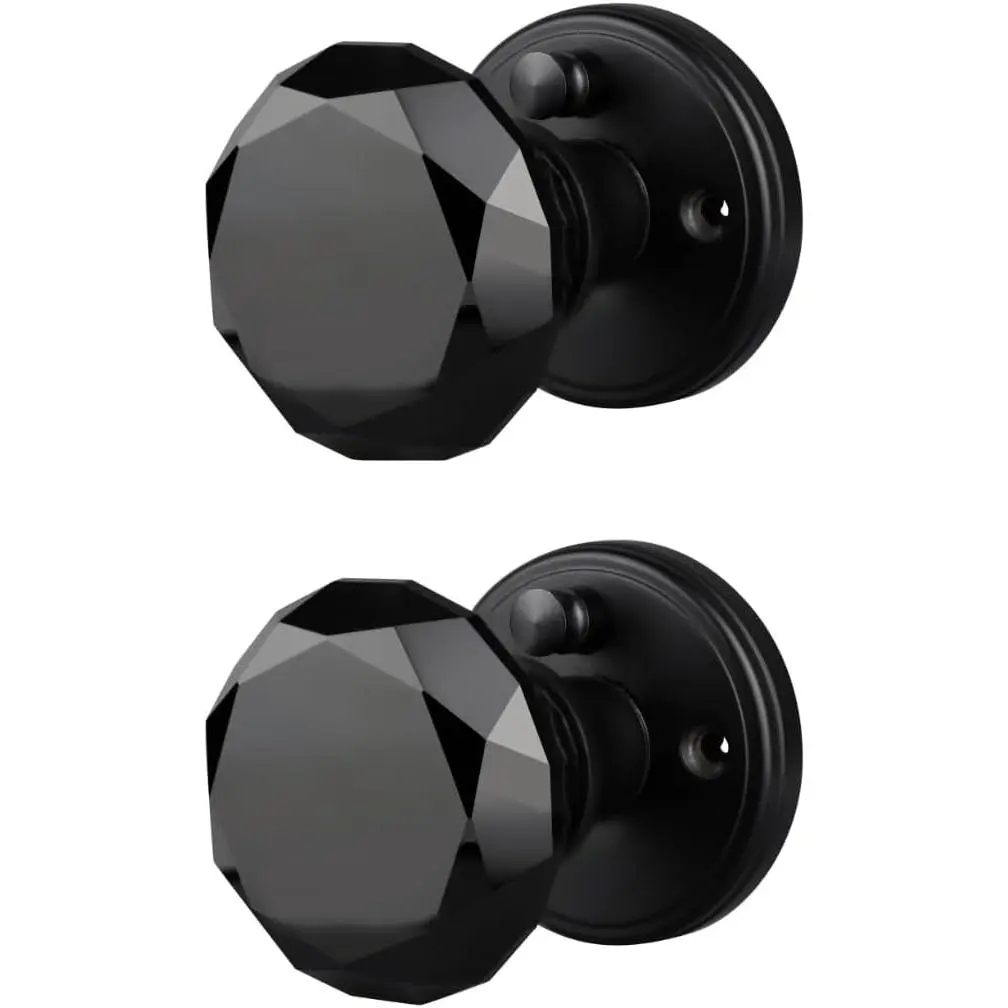 Black  Door Knob with Lock, Glass Door Knobs Interior  Set,  Decorative Antique Style Handle for Bedroom, Bathroom, Closet, 2 Pack