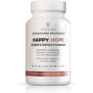 VITASEI Happy Hope Women’s Fertility Complex – Fertility Supplements for Women with Myo-Inositol, Vitex & CoQ10 – Hormonal Balance & Ovulation Support – for Cycle Regularity & Energy – 120 Capsules