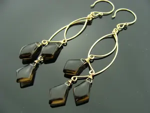 Smoky Quartz Chandelier Earrings · Long 14K Gold Filled Dangles · Gemstone Earrings