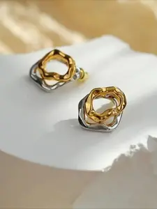 Women's Stainless Steel Ear Studs, Geometric Design, Casual Style, All-Season Wear, Perfect for Daily Use & Parties