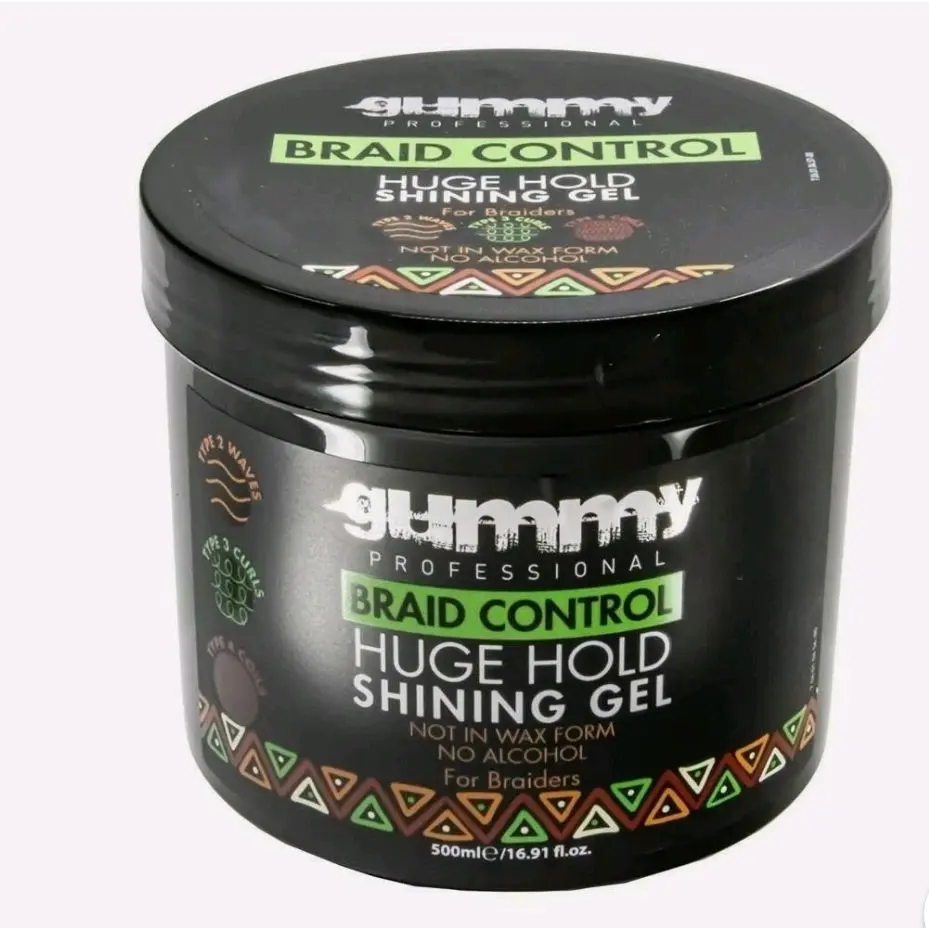 Gummy Professional Braid Control Gel Huge Hold Shining Gel 7.61 fl oz for Braiders Not in Wax Form No Alcohol