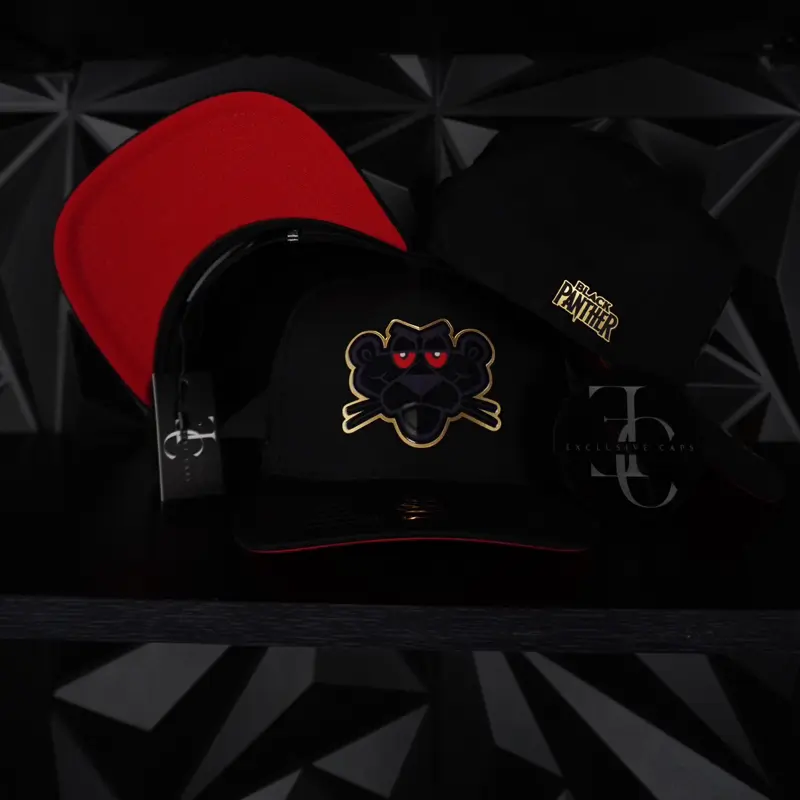 Exclusive caps black panther SnapBack hat-black/red Exclusive caps black panther SnapBack hat-black/red