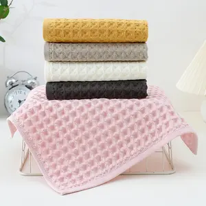 Waffle Washcloths, Skin Friendly Small Towel, Face Washing Small Cloth, Plain Color Breathable Square Towel