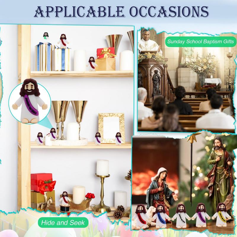 100PCS Mini Jesus Figures Multicolor Original Design Jesus Loves You Little Christ Rubber Hide and Seek Toys Religious Gifts Easter Egg Stuffers Christmas Sunday School Baptism Party Favors
