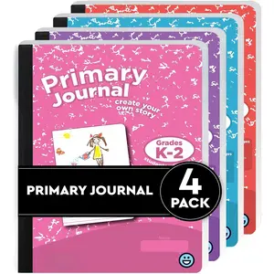 Primary Journal Grades K-2 (4 Pack) Assorted Colors, Half Page Ruled Primary Journal Composition Notebook for , 100 Sheets  Notebook - Blue, Purple, , Red