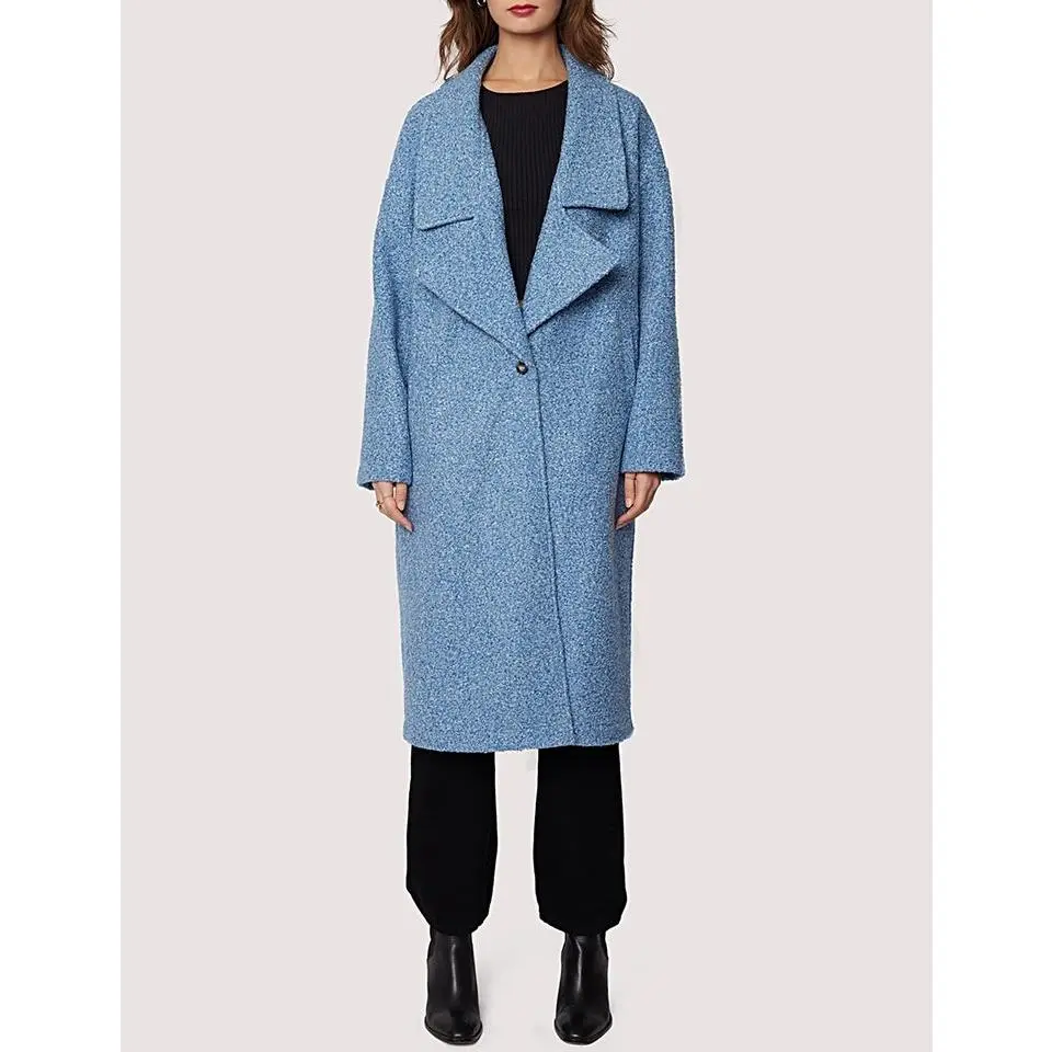 Carrie Blue Boucle Wide Collar Coat