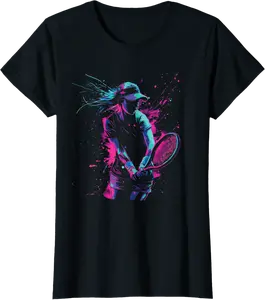Topspin Ace Paint Splash Tennis Netball Sports Tennis Player T-Shirt - Sabrinasmitl Shop 85B0F1DTJK5Z