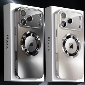 Magnetic hollow matte shock-absorbing phone case suitable for iPhone 17, 16, 15, 14, 13, 12, 11 Pro Max Plus Air compatible with MagSag wireless charging with glass lens protective cover phone accessories protective case