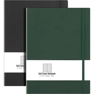College Ruled Notebook Softcover Journals (2Pack) Large Composition Notebook 7.6 x 10 inch with Thick 100gsm Lined Paper, Total 408 Numbered Pages, Black Green