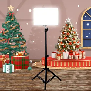 10" LED Video Light Panel, Dimmable Lighting with 1.1m Tripod Stand, 2500K~5600K CRI95+ for Studio Photography Video Recording Live Streaming（No phone holder included#springbreak