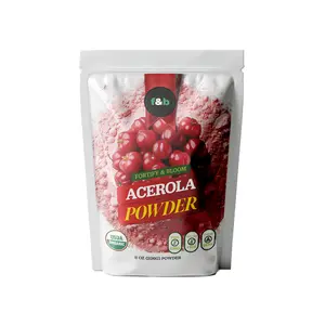 Organic Acerola Cherry Powder freeze dried (8oz) - f&b superfoods, Vitamin C for Immune System Booster, Smoothie, Drinks and juice.