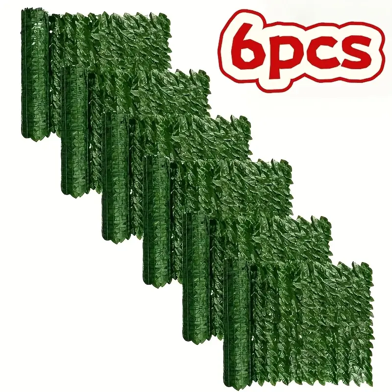 6-Piece Set: 119.28-Inch High-Fidelity Artificial Ivy Privacy Fence Panels - Realistic Outdoor Plastic Greenery Screen featuring Easy Panel & Base Installation; All-Weather Durable Garden Wall suitable for Balconies and Pool Fencing; Low-Maintenance Year-