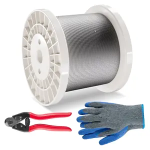 T316 Stainless Steel Cable 1/8" 7x7 Wire Rope, 600 Ft Outdoor Marine Grade Cable For Railing And Fencing, Corrosion Resistant, High Tensile Strength, Flexible Extra Long Length For Decks And Outdoor Applications