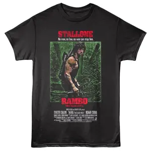 Rambo First Blood 2 Movie Poster Men's T Shirt US Size: S-6XL, All Colors, Gift for Women Men, Made In USA, 100% cotton, Classic Fit, Unisex T-Shirt
