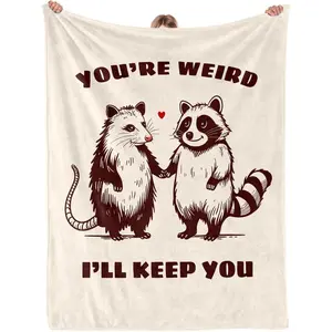 Flannel Blanket | Best Friend Birthday Gifts For Women Friendship, Friendship Gifts For Best Friend Women, Cozy Best Friends Throw Blanket, Cute Raccoon And Opossum Blanket | Gift Blanket / All Season