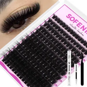Lash Clusters Kit 100D Thick Cluster Lashes 10-18mm Volume Eyelash Clusters Curvature Cluster Eyelash Extensions 3D Wispy Lash Clusters DIY Lash Extension Kit(100D-10-18MIX Thick Kit)