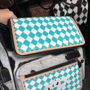 No returns. Hand painted turquoise/teal cards design backpack