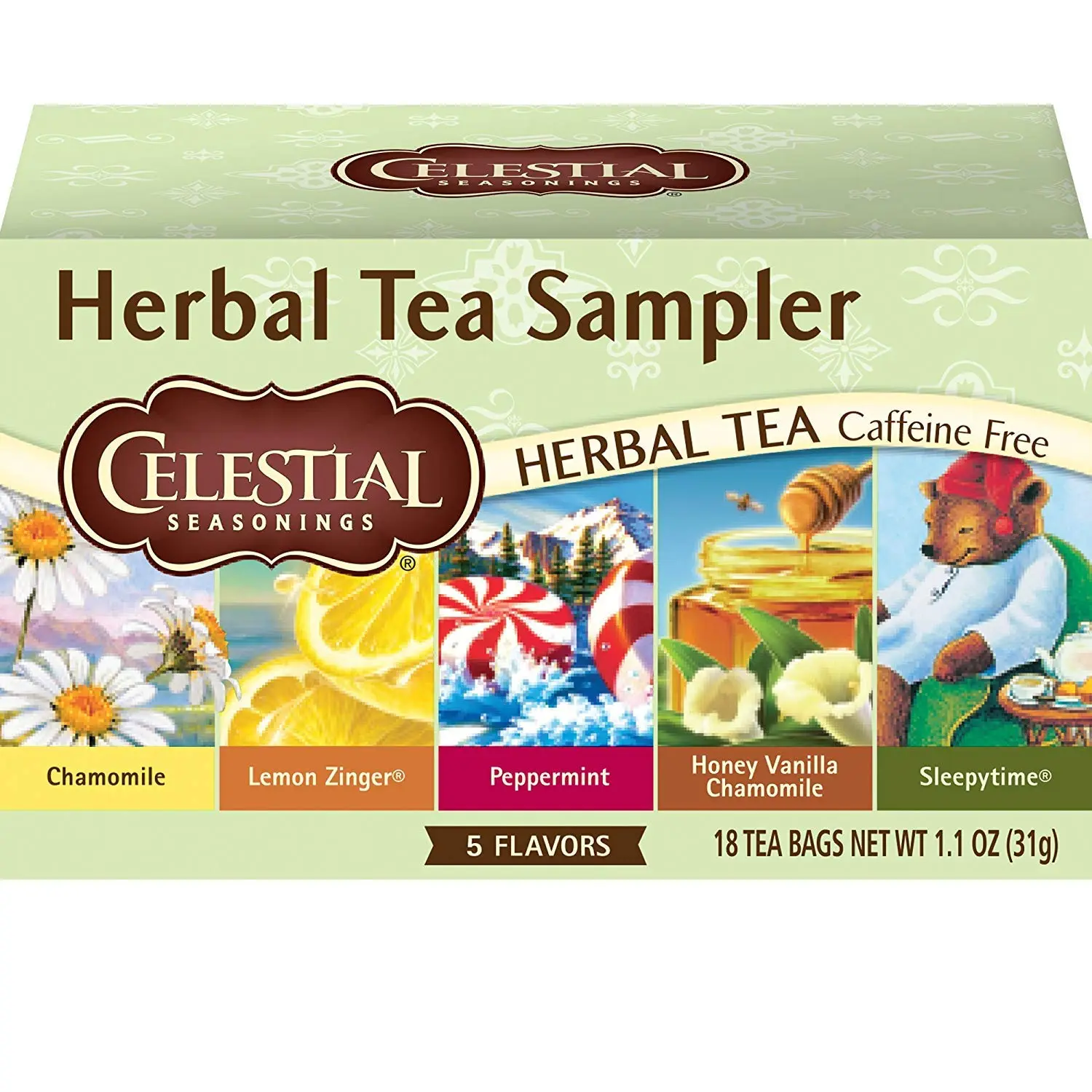 (Pack of 6 Boxes) Celestial Seasonings Herbal Tea, Tea Sampler, 18 Count