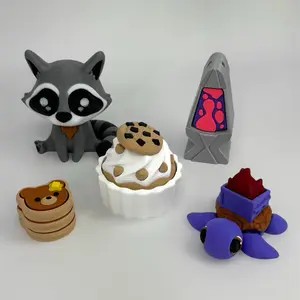 Fantasy Buddy Clickers Turtle 3D Printed Home Decor Desk Frog Teacup Cat Book Figurine Set for Room Cute Desktop Decoration Interior Accessories