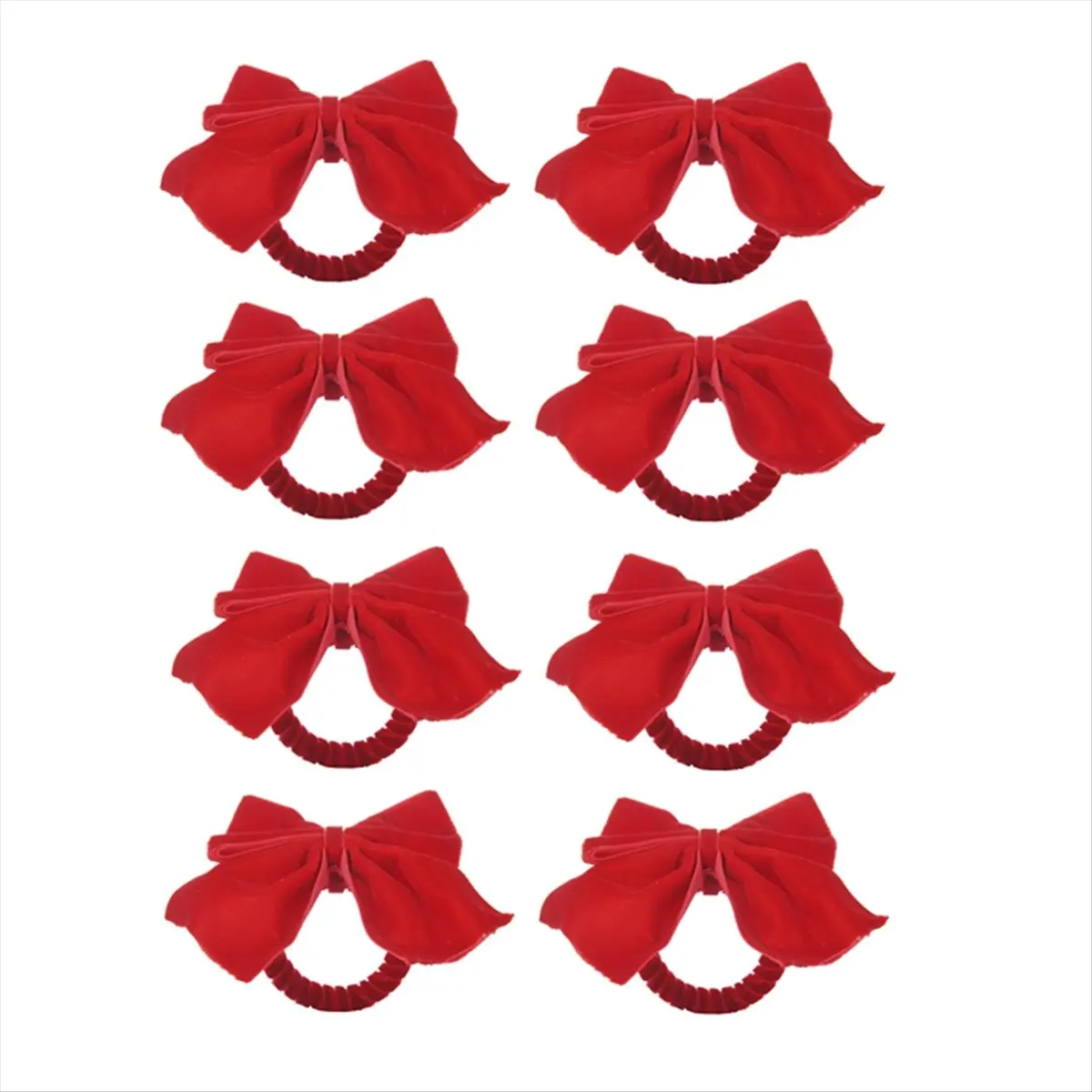 8 x Christmas Napkin Rings - High Quality Velvet Retro Red Bow Metal Washable Household Decoration Accessory, 1.6"-Diameter, for Holiday, Housewarming, Christmas Party Dinner Gifts, Thanksgiving, Romance