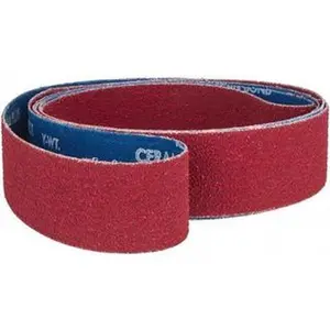 NORTON R981 Series Ceramic Coated Abrasive Belt, 2" Wide x 132" OAL, 36 Grit Very Coarse, Y-Weighted Cloth Backing, Part No. 78072753086, Coated Belt