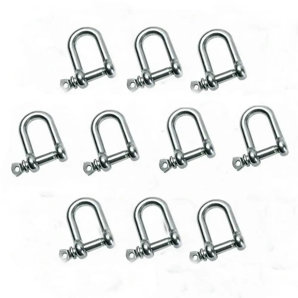 316 Stainless Steel D Shackle, Mini Shackles Bracelet,for Paracord Jewelry, Marine Grade Sailing Rigging Shackles,10 Pieces (3/16")