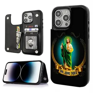 San Judas Tadeo Design for Catholic Faith Aesthetic Pattern Casing For iphone 17 16 15 14 13 12 PRO MAX PLUS AIR PU Leather Stylish Gift Shockproof Protection Anti-Drop Protective Protector Phone Cases shell Cover High quality and durable DIY L1445