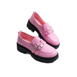 Pink Buckle Loafers