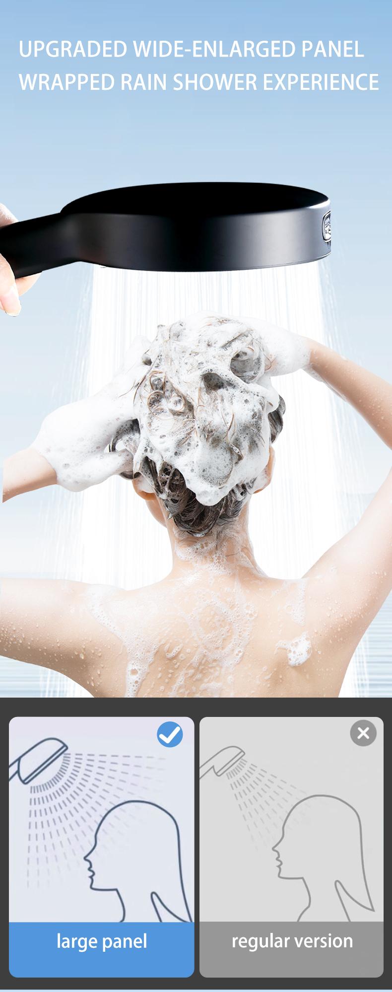 High Pressure Handheld Shower Head Combo, 5.12 Inch Rain Showerhead with 6 Spray Modes, Long Hose & Holder, Wall-Mounted Bath System, Polished/Matte Black, Works Great with Low Water Pressure, Ideal for Modern Bathroom Showers