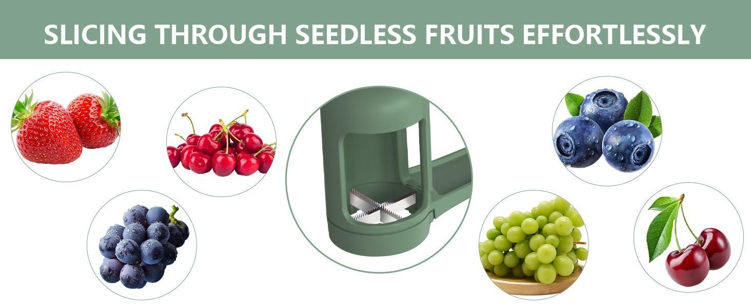 Summervibes Crazy Golden Grape Cutter for Toddlers 1-3 - Stainless Steel Baby Fruit Slicer Safe & Easy Grape, Cherry Tomato, Strawberry, Blueberry Cutter - Lightweight Kitchen Gadget for Fruit Salad & Cake Decor Indoor leisure equipment