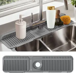 Kitchen Sink Faucet Mat, Silicone Foldable Splash Guard, Draining Mat with Button Lock, Faucet Protector, Kitchen Sink Accessory, Easy to Clean, No Mess, Perfect Housewarming Gift #Summervibes