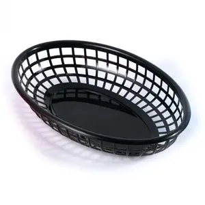 Elongated Plastic Food Storage Container with Vent Holes, Stackable Basket for Snacks Fries Burgers, Ideal for Restaurants Home Use