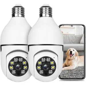 2Pcs Light Bulb Security Camera 2.4GHz WiFi, 1080P HD 360° Wireless WiFi Smart Home Surveillance Cam, Motion Detection & Night Vision Indoor/Outdoor E27 Screw