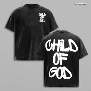 Child Of God Washed Tshirt , Graphic Tees, Back To School Outfits, Menswear for Daily Streetwear,Jesus, God is king, gothic y2k, clothing, Mens, Tops
