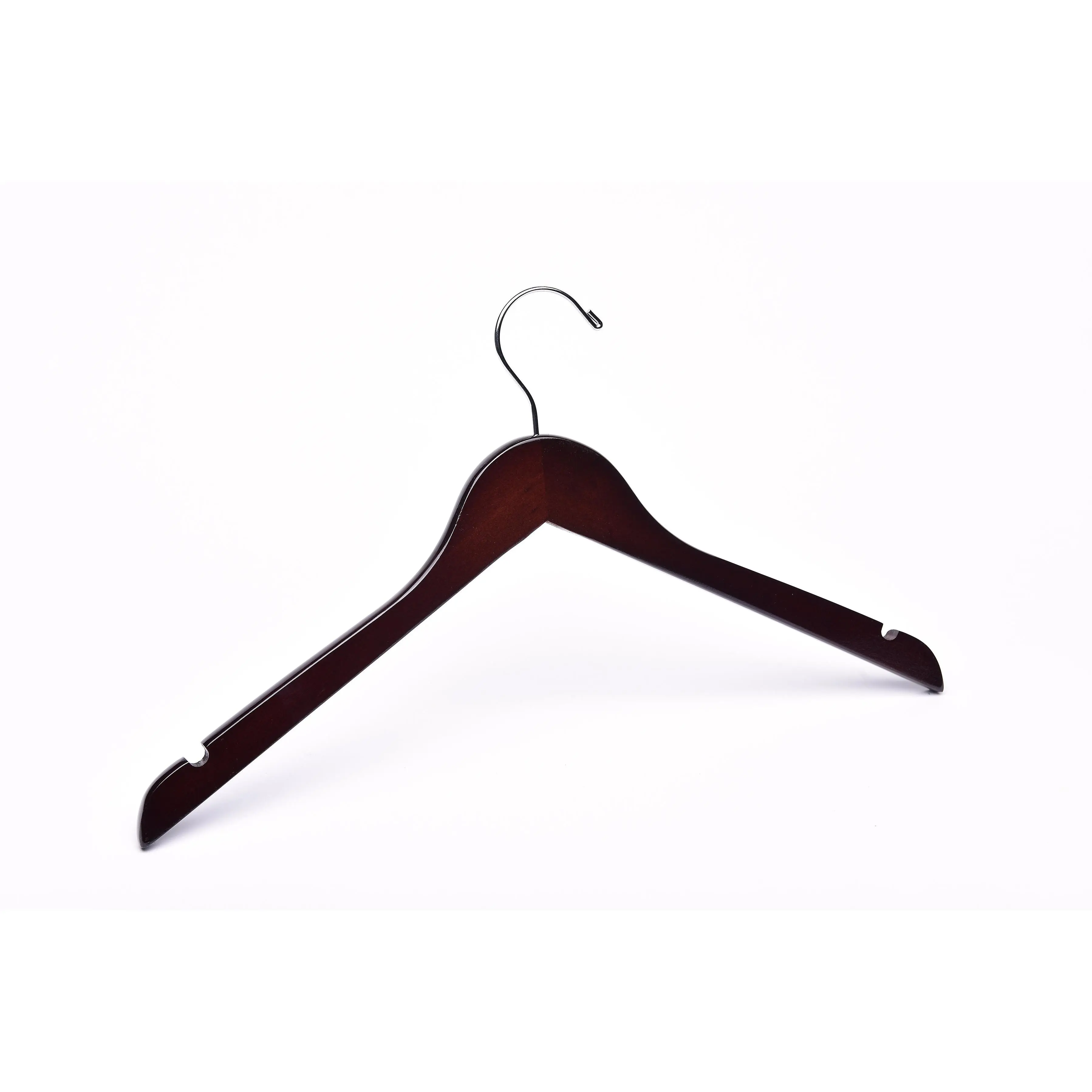 Dark Walnut Hangers with Silver Hook - Luxury Wooden Hangers - Pack of 25, 50 or 100 Wood Clothes Hangers for Home Organizing and Storage, Custom Wedding Hanger Designers, and Retail Stores
