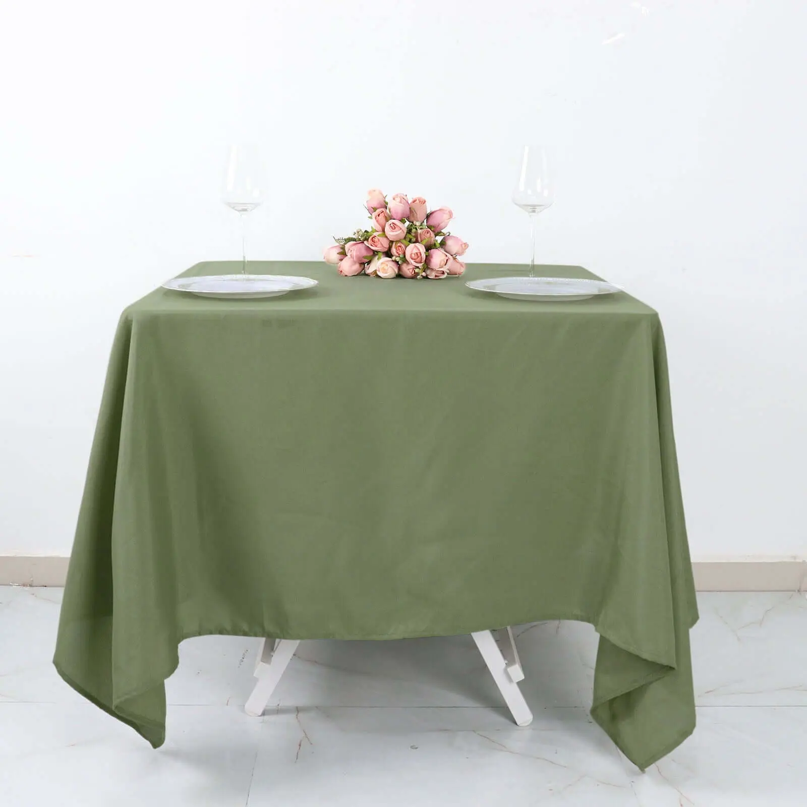 Polyester Square Tablecloth 70"x70" Dusty Sage Green - Wrinkle-Resistant Table Cover