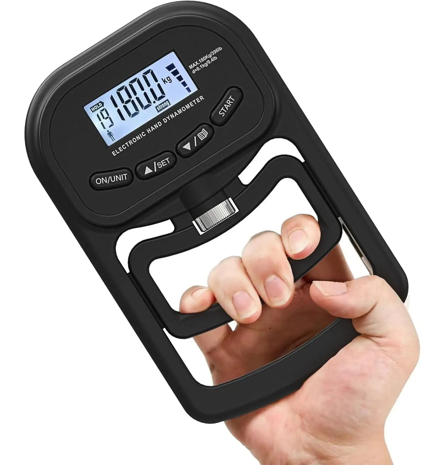 Hand Strengthener - Grip Strength Tester, 396lbs/180kg Rechargeable Electronic Hand Dynamometer with LCD Display, Adjustable Handle, High-Precision Sensor, Portable Fitness Equipment, Strength Training Accessory
