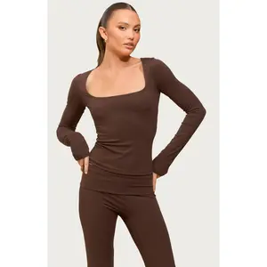 Edikted Women's Hayden Square Neck Long Sleeve Top