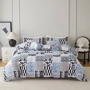 【DailyNap】Multi-size 3-piece quilt set, reversible patchwork quilted bedspread, lightweight floral real patchwork design, suitable for all seasons, includes pillowcases with zipper closure.